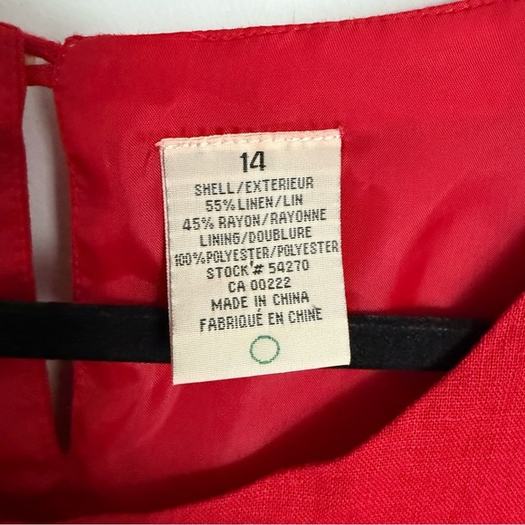 🌿 cold water creek Sleeveless Linen Blend | Red Shift Dress - Size 14 - Picture 5 of 5